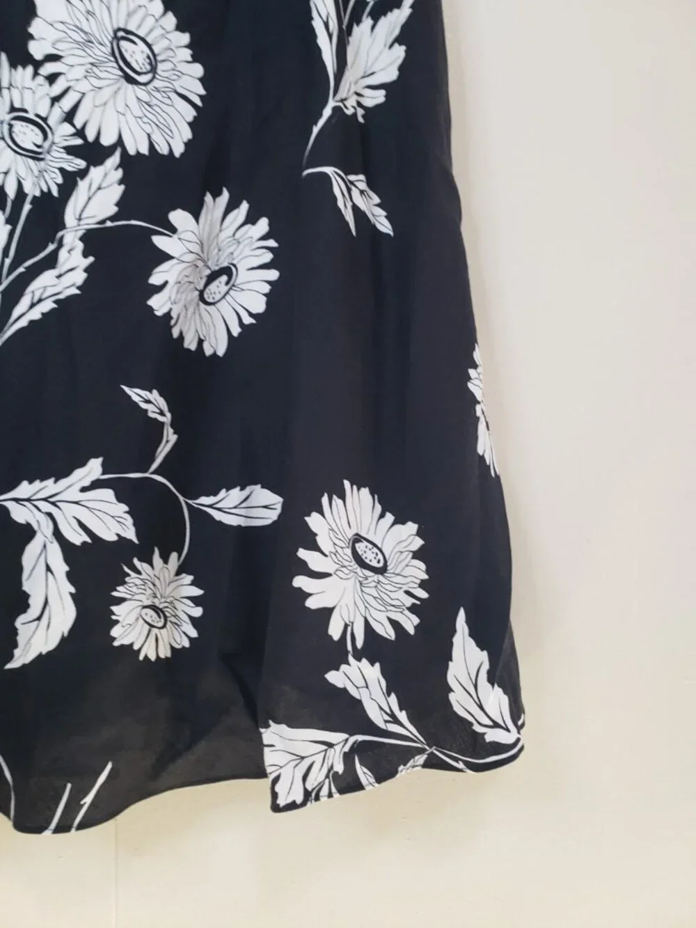 Adrianna Papell Womens 12 Dress A Line Black Floral Linen Rayon Blend Sleeveless
